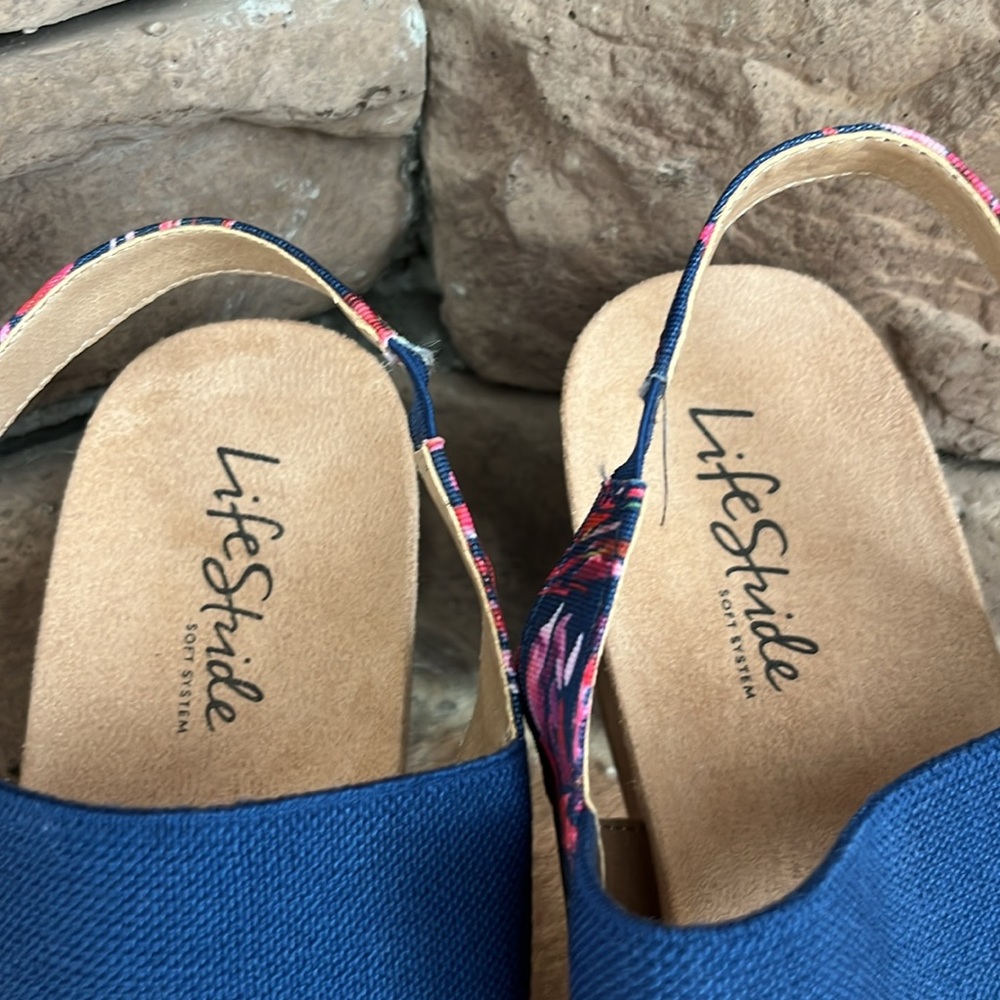 Life Stride‎ Maldives Floral Cork Wedge Sandal / SZ 11 - Picture 3 of 6